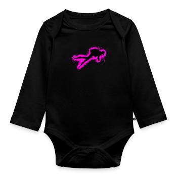 Silhouette  Sport Pink and Black Outline - Organic Longsleeve Baby Bodysuit - black - Front