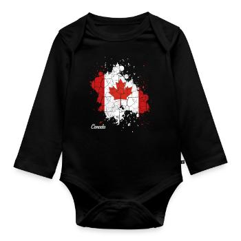 Kanada - Baby Bio-Langarm-Body - Schwarz - Vorne