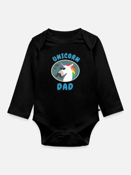 Eenhoorn papa - Langærmet babybody, økologisk bomuld - sort
