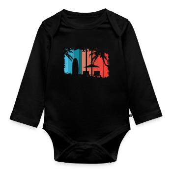 Beach - Organic Longsleeve Baby Bodysuit - black - Front