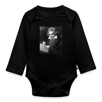 Beethoven Geschenk, klassische musik vintage piano - Baby Bio-Langarm-Body - Schwarz - Vorne