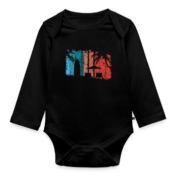 Beach - Organic Longsleeve Baby Bodysuit - black - Front