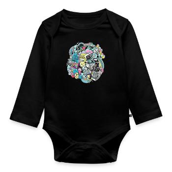 Graffiti city - Organic Longsleeve Baby Bodysuit - black - Front