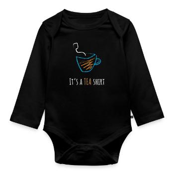 Es ist ein Tee - Baby Bio-Langarm-Body - Schwarz - Vorne