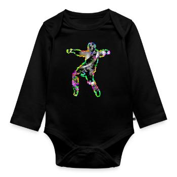 Fraktal & Arc-en-ciel, nerd cadeau, danseur & coloré - Body Bébé bio manches longues - noir - Devant