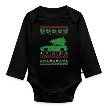 Christmas Ugly Sweater - Organic Longsleeve Baby Bodysuit - black - Front