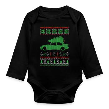 Christmas Ugly Sweater - Baby Bio-Langarm-Body - Schwarz - Vorne