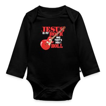 Jesus Rocks! I Dieu I Eglise I Rock I Guitare - Body Bébé bio manches longues - noir - Devant