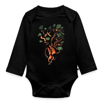 Tree / Bonsai / Tribal - Organic Longsleeve Baby Bodysuit - black - Front