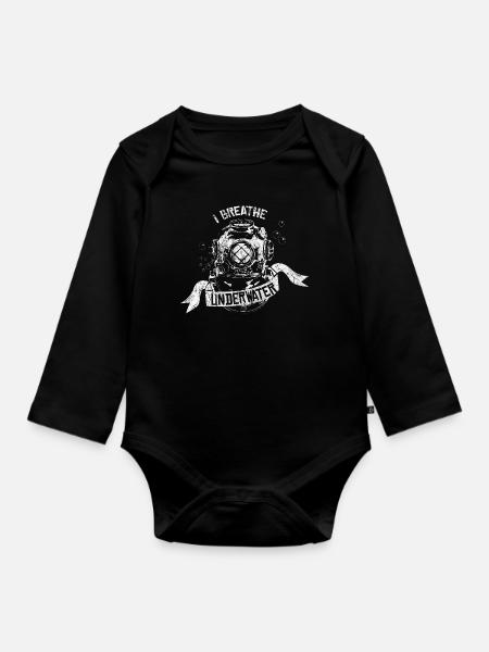 Tauchen Schwimmen Geschenkidee - Baby Bio-Langarm-Body - Schwarz
