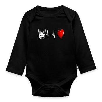 bench press - Organic Longsleeve Baby Bodysuit - black - Front