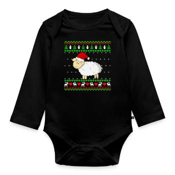 Cadeau de Noël moche de veau doux mouton de Noël - Body Bébé bio manches longues - noir - Devant