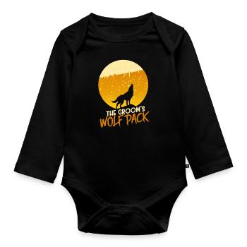 La meute de loups du marié - Body Bébé bio manches longues - noir - Devant