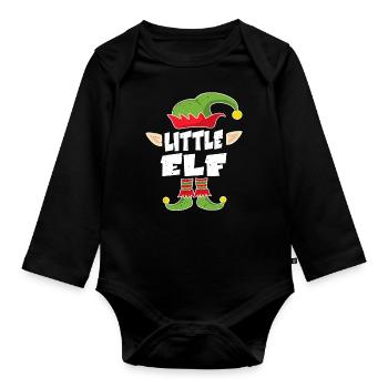 Kids Elf Gift Christmas Pajama Costume - Organic Longsleeve Baby Bodysuit - black - Front