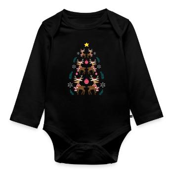 Rennier Arbre de Noël Noël Noël - Body Bébé bio manches longues - noir - Devant