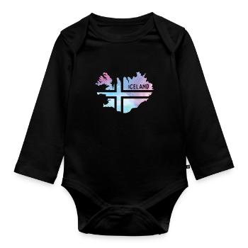 Islande - Body Bébé bio manches longues - noir - Devant