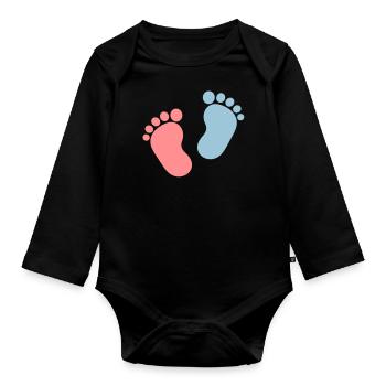 Baby feet - Organic Longsleeve Baby Bodysuit - black - Front