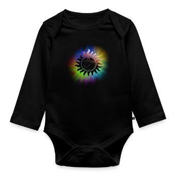 ColorStarBurst - Baby Bio-Langarm-Body - Schwarz - Vorne