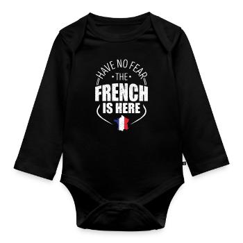 Do not be afraid the Frenchman is here - Organic Longsleeve Baby Bodysuit - black - Front