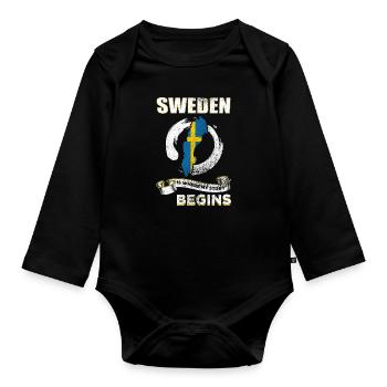 Suède - Body Bébé bio manches longues - noir - Devant