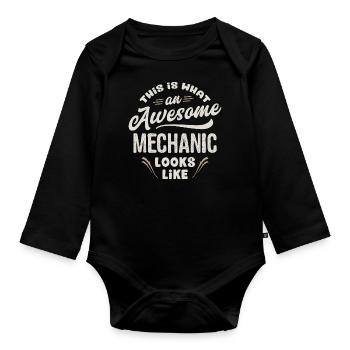 This Is What An Awesome Mechanic Looks Like - Organic Longsleeve Baby Bodysuit - black - Front