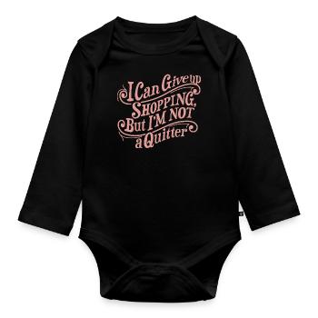 Shopping Quitter Graphic - Organic Longsleeve Baby Bodysuit - black - Front