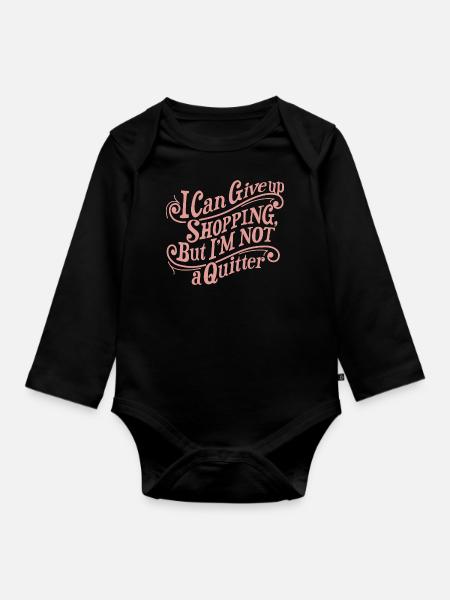 Einkaufen-Quitter-Grafik - Baby Bio-Langarm-Body - Schwarz