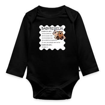 baby regulate - Organic Longsleeve Baby Bodysuit - black - Front