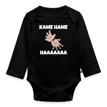 son goku anime fan series kamehameha gift - Organic Longsleeve Baby Bodysuit - black - Front