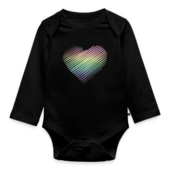 Regenbogenherz - Baby Bio-Langarm-Body - Schwarz - Vorne