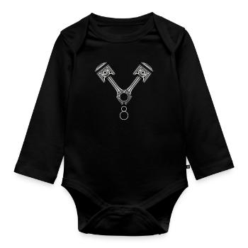 Moteur V8 - Body Bébé bio manches longues - noir - Devant