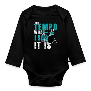 Drums - Organic Longsleeve Baby Bodysuit - black - Front