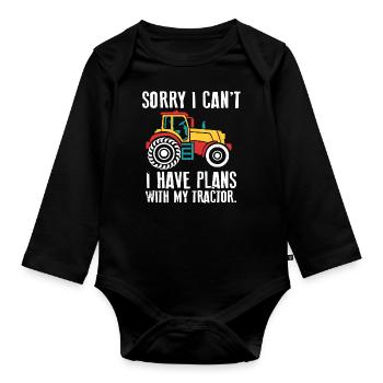 Plan avec mon tracteur. Mon tracteur. Tracteurs - Body Bébé bio manches longues - noir - Devant
