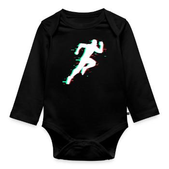 Runner sprinter running gift sport run sprint - Organic Longsleeve Baby Bodysuit - black - Front