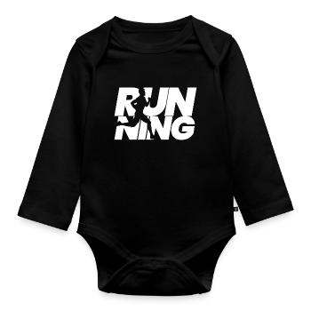 Coureur en cours d'exécution cadeau de jogging Jogger sport - Body Bébé bio manches longues - noir - Devant