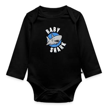 shark - Organic Longsleeve Baby Bodysuit - black - Front