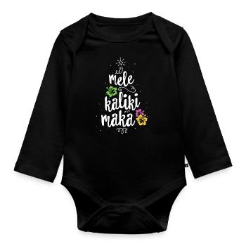 Mele Kalikimaka Christmas Tree TShirt Hawaiian - Organic Longsleeve Baby Bodysuit - black - Front