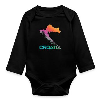 Croatia - Organic Longsleeve Baby Bodysuit - black - Front