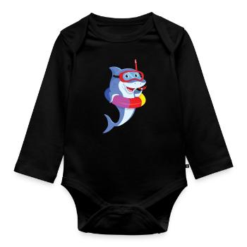 Shark Diving - Organic Longsleeve Baby Bodysuit - black - Front
