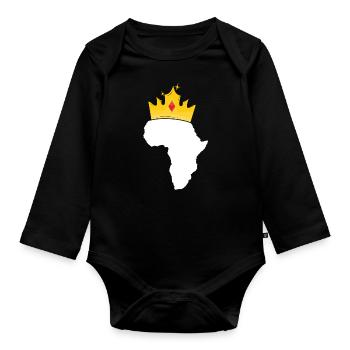 African King TShirt für Männer Junge Afrika Krone - Baby Bio-Langarm-Body - Schwarz - Vorne