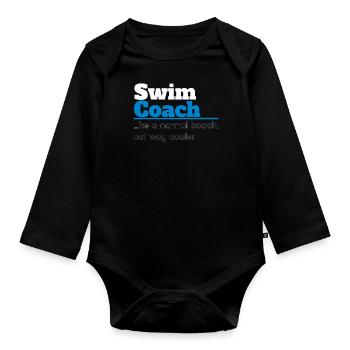Entraîneur de natation Définition Formateur Professeur de sports nautiques - Body Bébé bio manches longues - noir - Devant