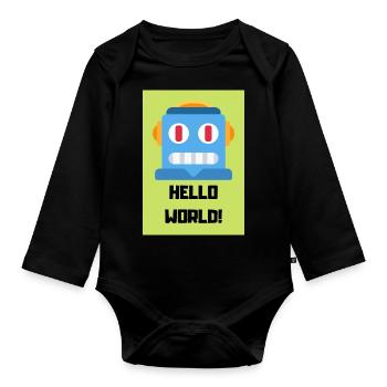 HELLO WORLD - Organic Longsleeve Baby Bodysuit - black - Front