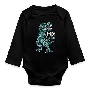 T-Rex Neon - Body Bébé bio manches longues - noir - Devant