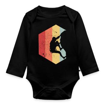 Climbing Mountain Rock Climbing Sport - Organic Longsleeve Baby Bodysuit - black - Front