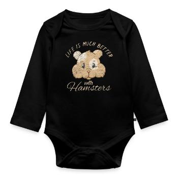 Hamster - Baby Bio-Langarm-Body - Schwarz - Vorne