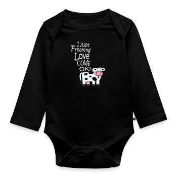 I just freaking love cows Geschenk bauer kuh liebe - Baby Bio-Langarm-Body - Schwarz - Vorne