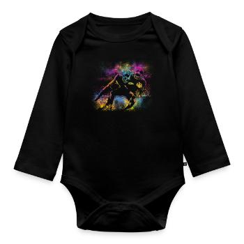 Football Colors - Organic Longsleeve Baby Bodysuit - black - Front