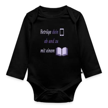 Trichez votre support de lecture d'annuaire - Body Bébé bio manches longues - noir - Devant