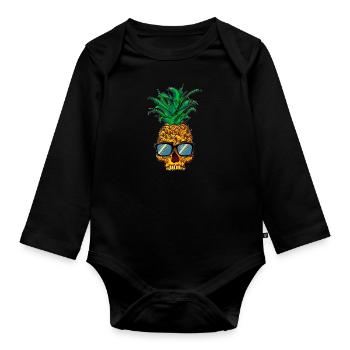 Totenkopf Ananas Geschenkidee Fun Pineappleschädel - Baby Bio-Langarm-Body - Schwarz - Vorne