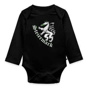 Steiermark T-Shirt - Baby Bio-Langarm-Body - Schwarz - Vorne